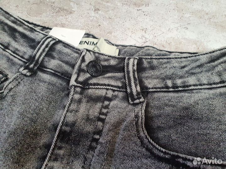 Джинсы серые палаццо с высокой посадкой