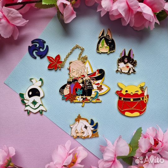 Набор металлических значков из игры Геншин Импакт