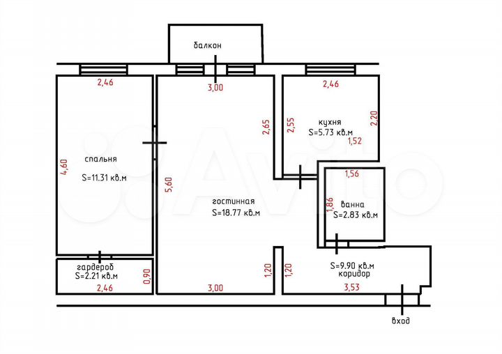 2-к. квартира, 47 м², 5/5 эт.