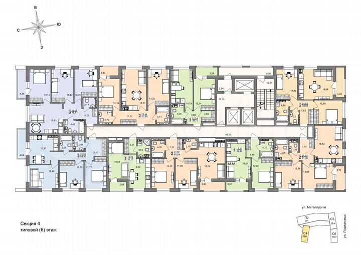 2-к. квартира, 61,1 м², 16/26 эт.
