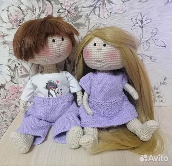 Вязаная кукла интерьерная игровая