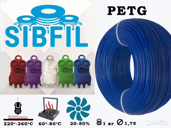 Продам petg для 3Д принтера. 1,75мм (синий)
