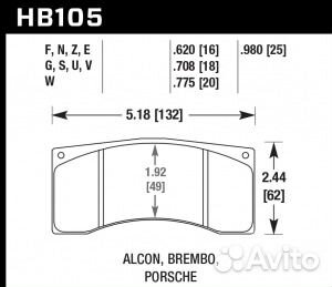 Колодки тормозные HB105F.620 hawk fb4p Jbt 4 lc200
