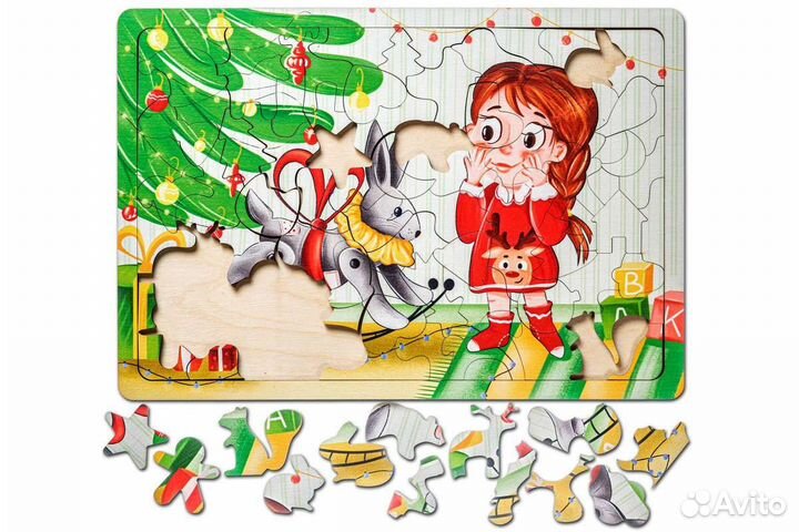 Новогодние фигурные пазлы