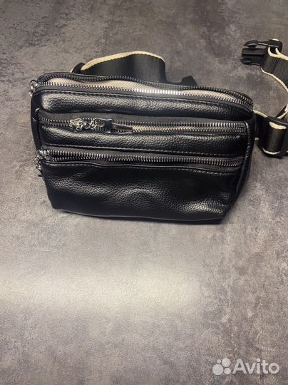 Мужская поясная кожаная сумка