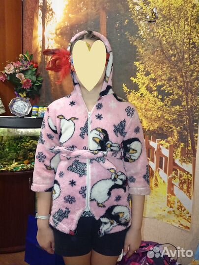 Халат махровый для девочки 6-9 лет