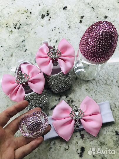 Набор подарочный для новорожденной соска в стразах