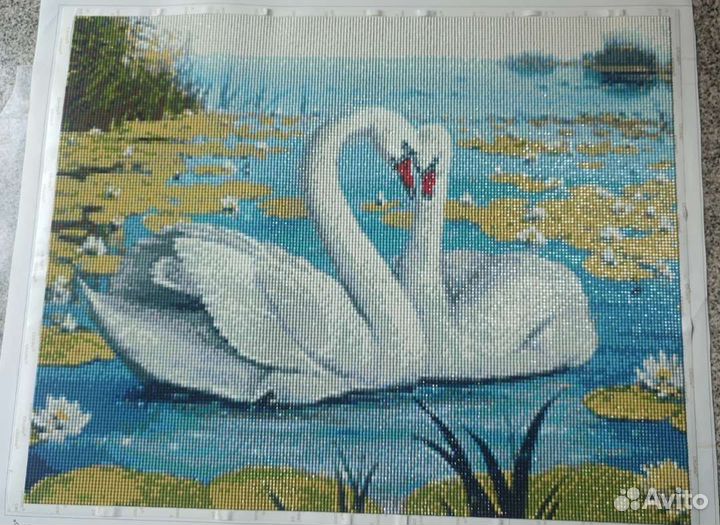 Картина алмазная мозайка лебеди