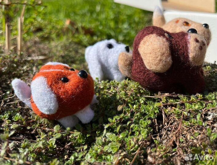 Собачки, игрушки из шерсти