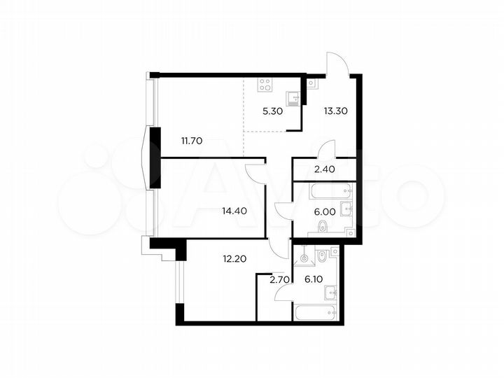 3-к. квартира, 73,9 м², 10/33 эт.