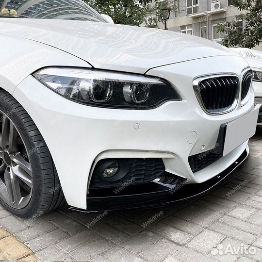 Губа передняя BMW 2 F22 F23 M-Performance черная