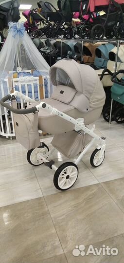 Коляска 2 в 1 Indigo porto po 03 (бежевая кожа+беж