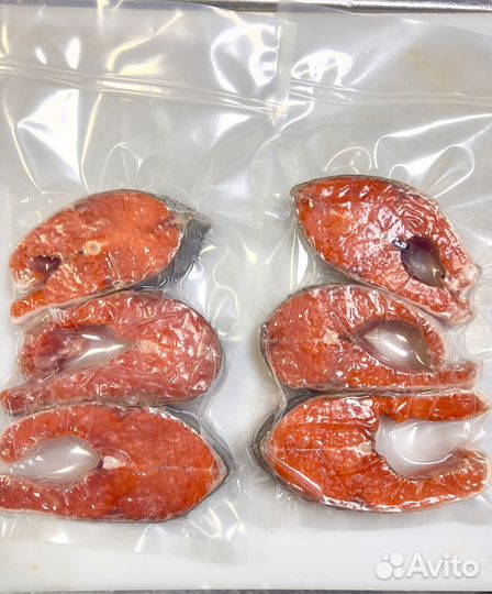 Стейки семги,нерки,кеты,горбуши в в/уп. рыба с/м к
