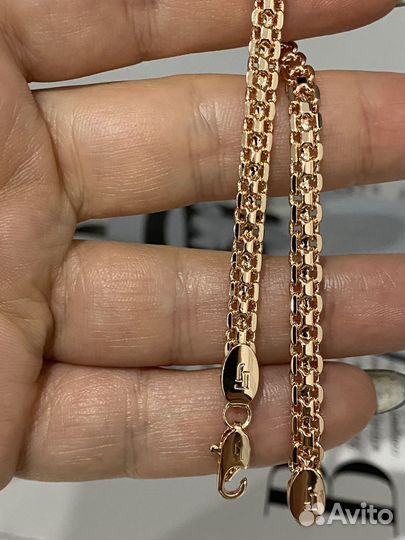 Браслет позолота 20 см плетение бисмарк якорный