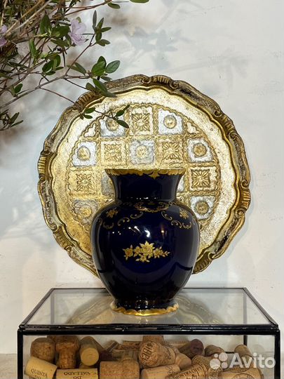 Ваза кобальт Reichenbach, флорентийский поднос