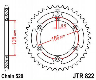 Звезда задняя JT sprockets JTR822