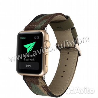 Ремешок джинсовый для Apple Watch 38/40 мм, хаки