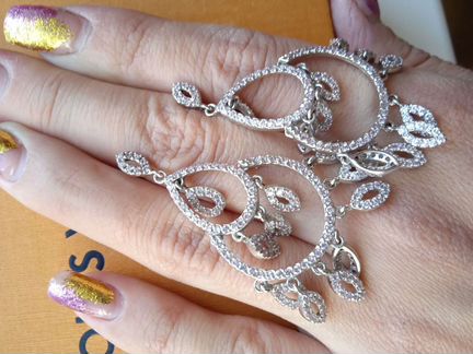 Серьги серебро цирконы