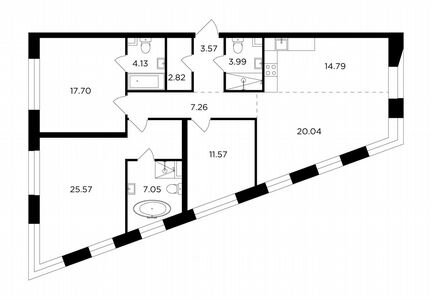 4-к квартира, 118.5 м², 3/16 эт.
