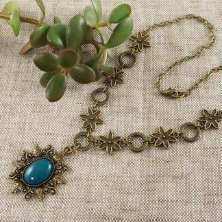 Колье Папоротник (зеленый агат)