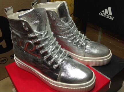 Полуботинки серебряные натур/кожа и овчина