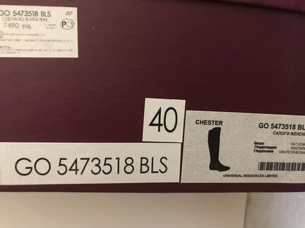 Сапоги ботфорты Честер 40