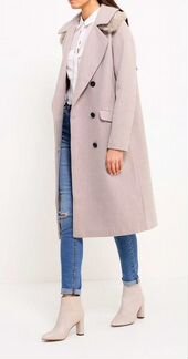 Бежевое пальто оверсайз, новое