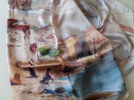 Шелковый шарф-палантин (новый) женский