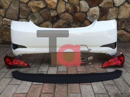 Белый задний бампер Солярис 2014-2016