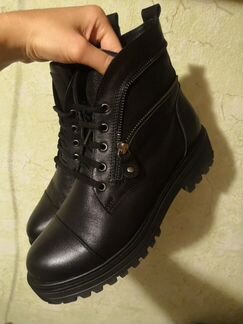 Ботинки кожаные зимние чёрные 38