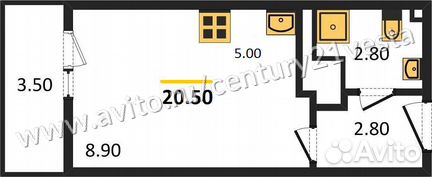 Студия, 20.5 м², 23/25 эт.