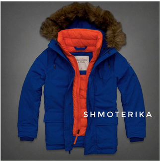 Abercrombie Fitch пуховик ярко-синий с мехом