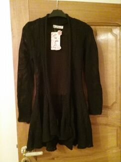 Новый черный ажурный кардиган с поясом. Торг