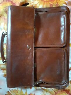 Портфель кожаный Bridge Италия с ремнём