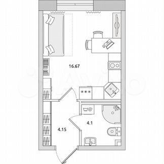 Квартира-студия, 24.9 м², 2/23 эт.