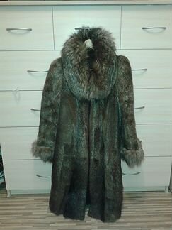 Шуба. Серо-коричн.46-48р. Стриж. нутрия+ отделка п