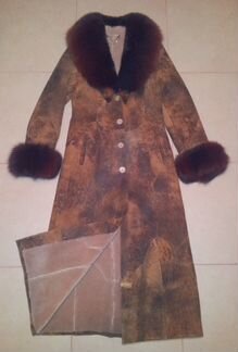 Дубленка с натуральным мехом, длинная