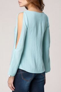 Блуза прямого силуэта из вискозного полотна с эффе