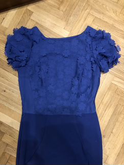 Платье-футляр синее