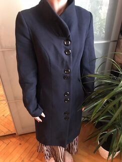 Пальто темно-синее, приталенное (S)