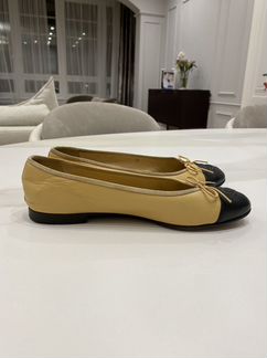 Балетки chanel 38.5 бежевый цвет, оригинал